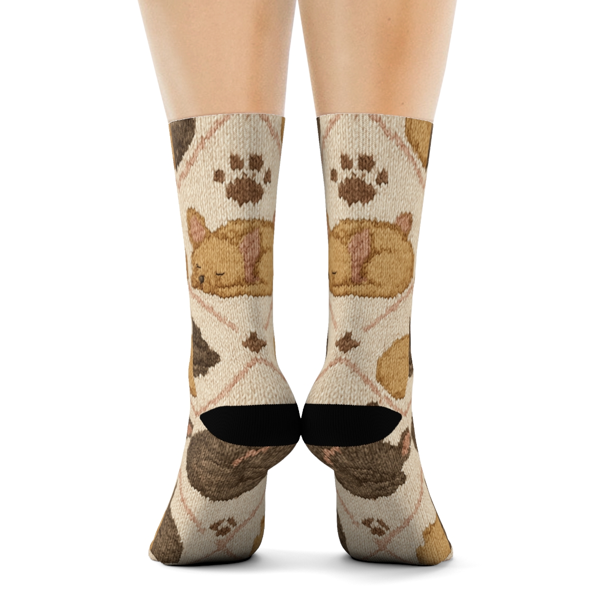 Brindle Bulldog Knit Illusion Diamond Tiling premium sports crew socks