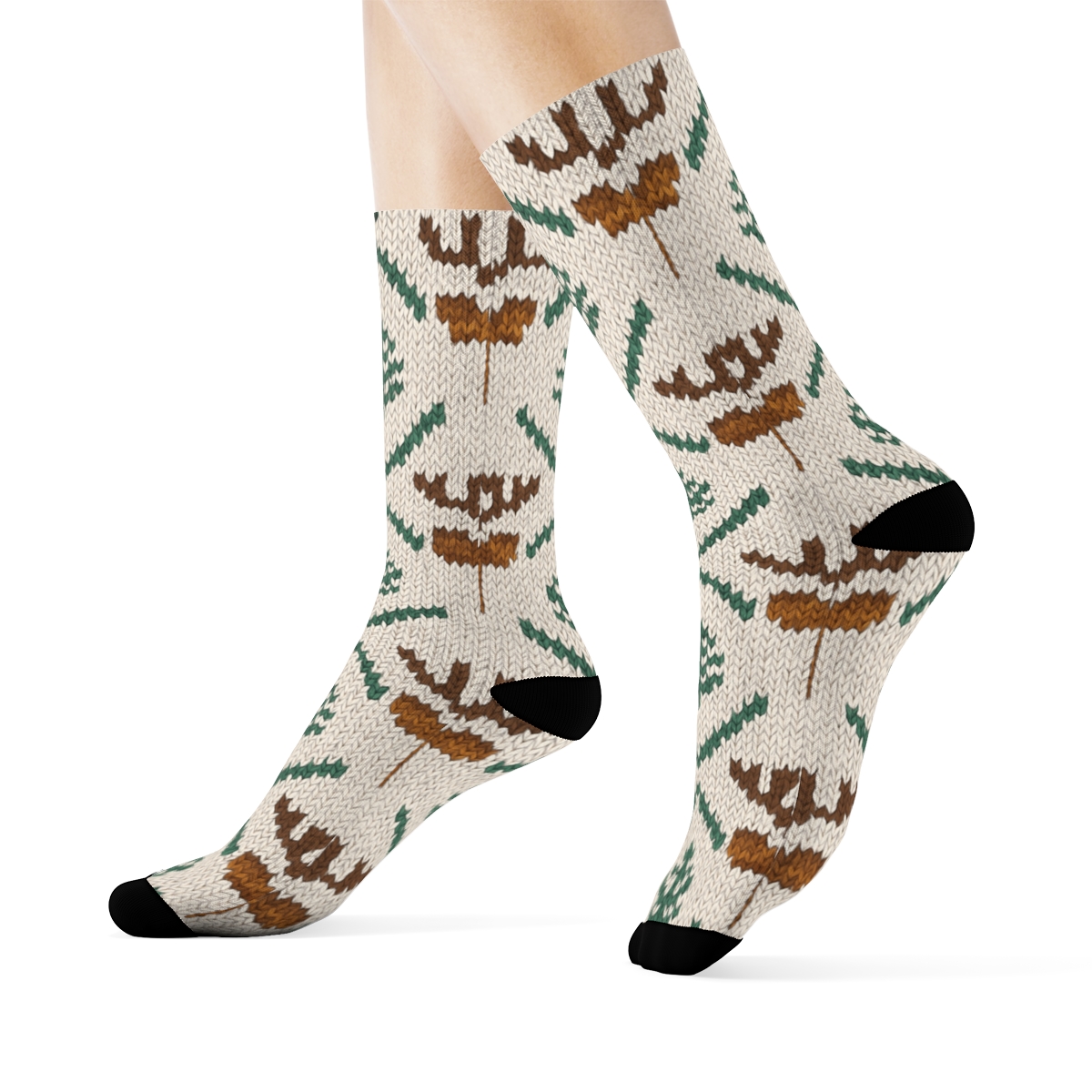 Nordic Knit Rudolph Antler Lattice soft everyday crew socks