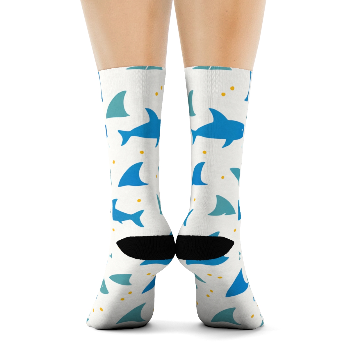 Modern Minimalist Grid With Shark Silhouette Drift unique graphic crew socks