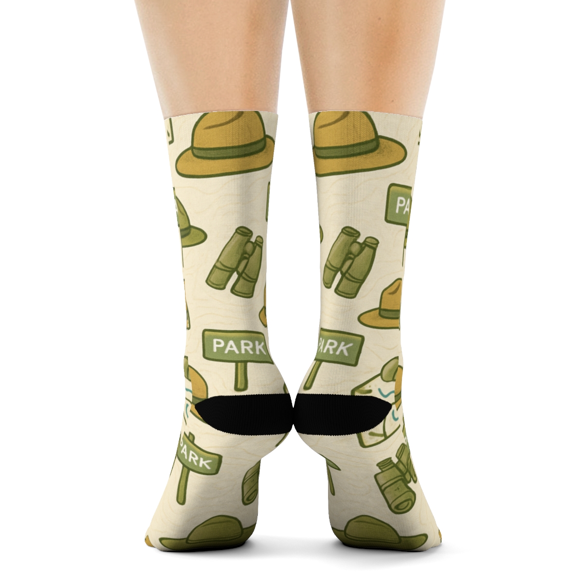 Trail Map Tiling With Park Ranger Icons stylish athletic crew socks