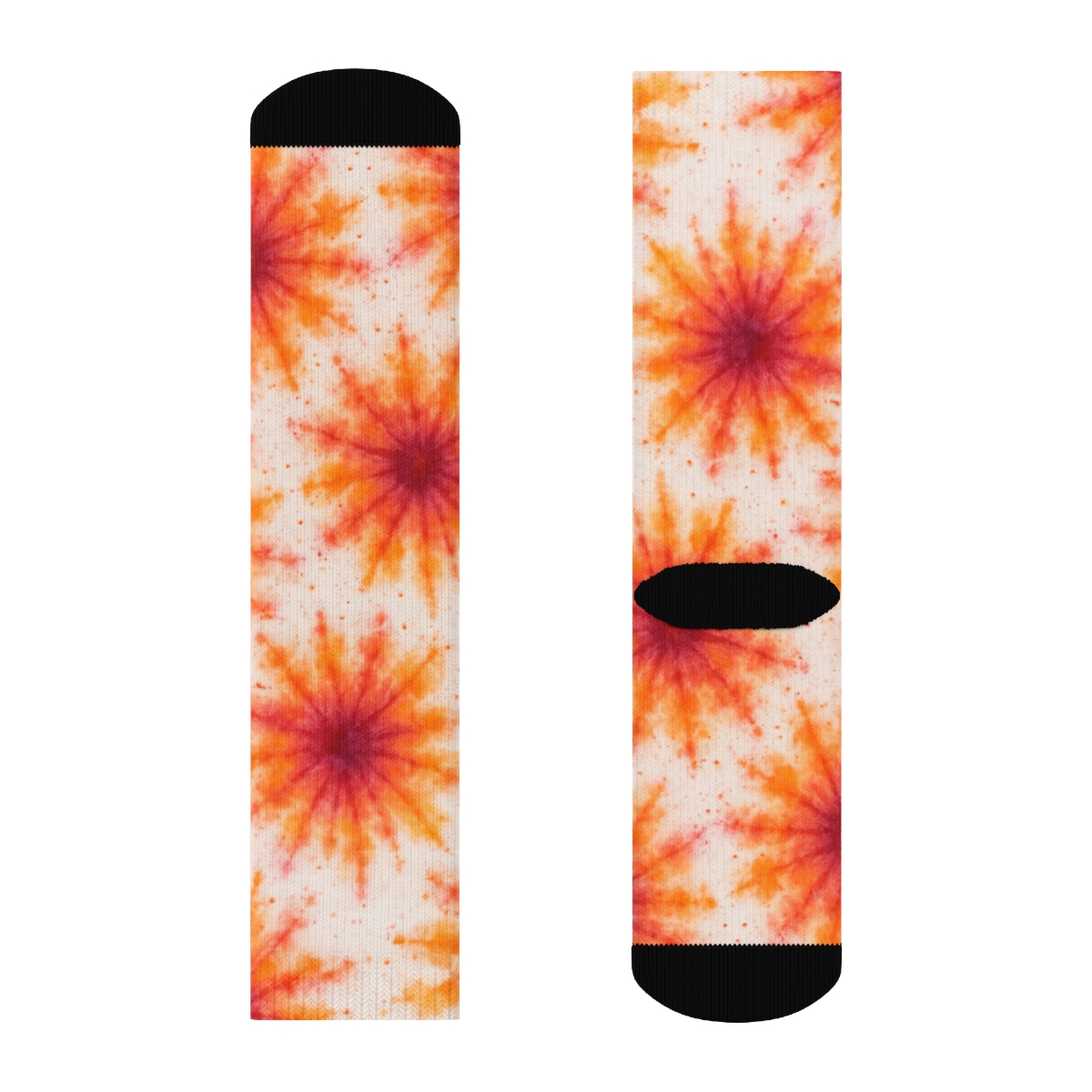 Ice Dye Starburst Tessellation On White designer printed crew socks