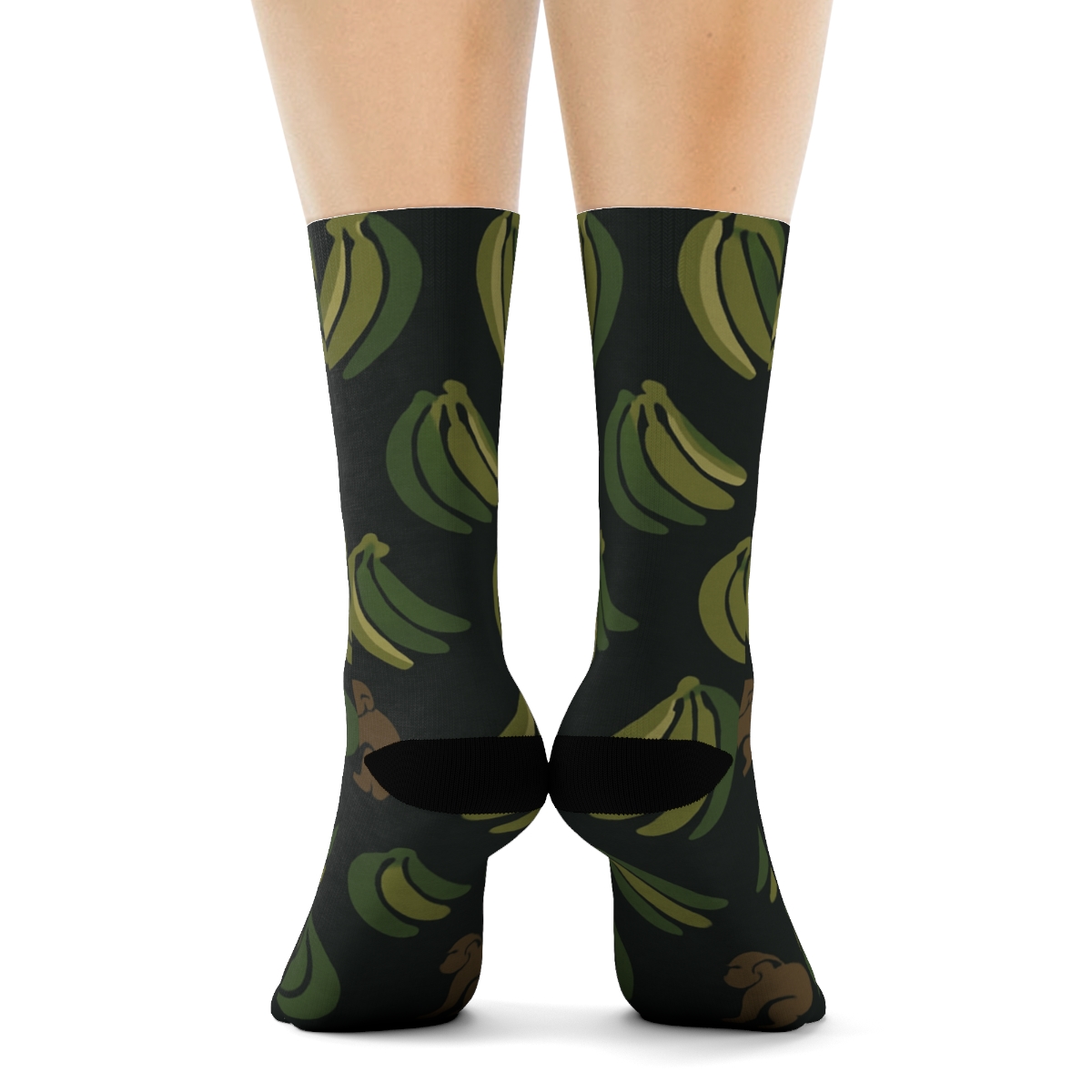 Banana Lattice With Hidden Ape Silhouettes premium sports crew socks