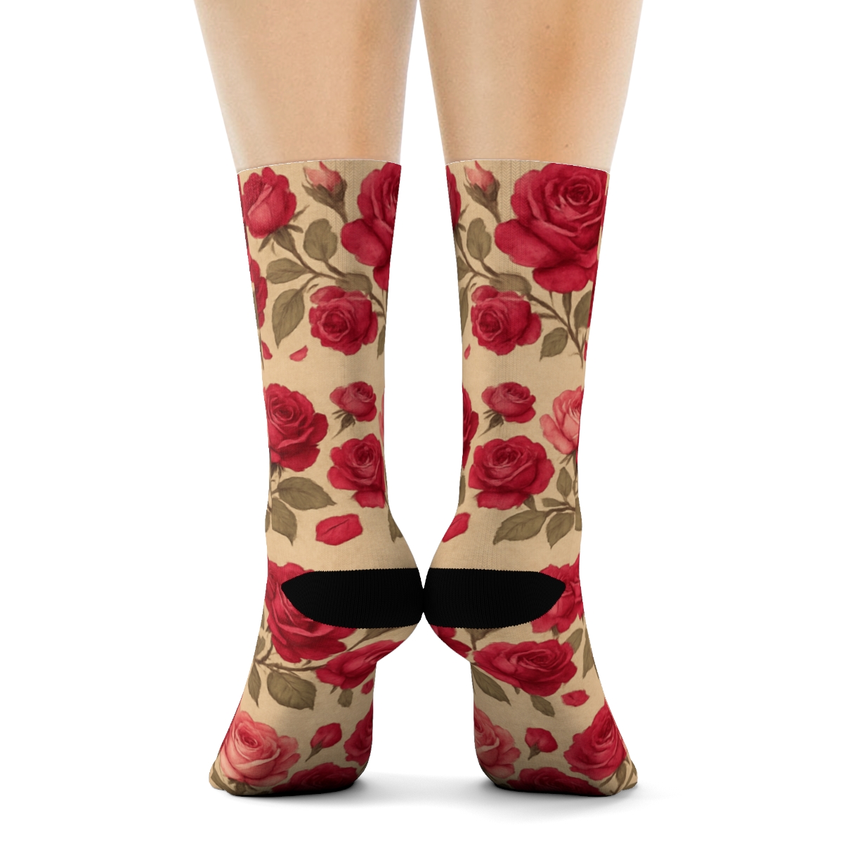 Mirror Band Pattern With Valentines Rose Bloom Studies premium sports crew socks
