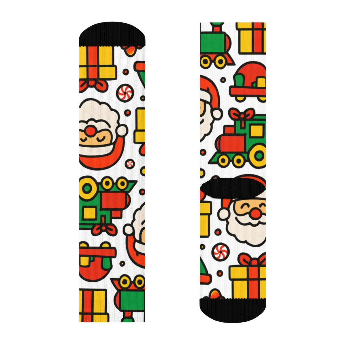 Santa Workshop Grid For Xmas On White Background personalized crew socks