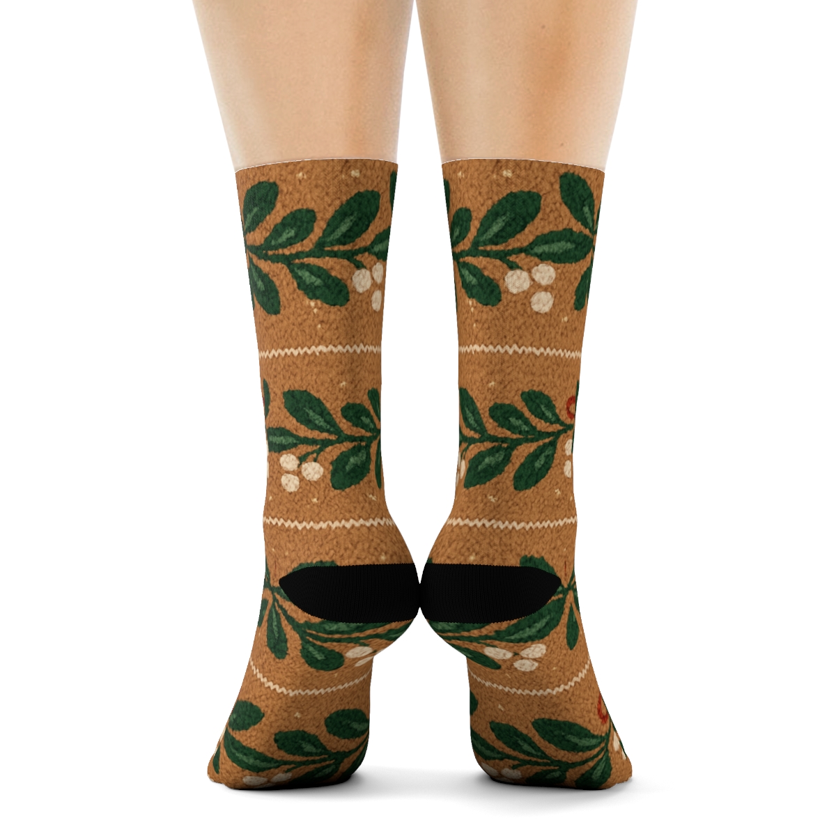 Knit Illusion Mistletoe Garland Bands unique graphic crew socks