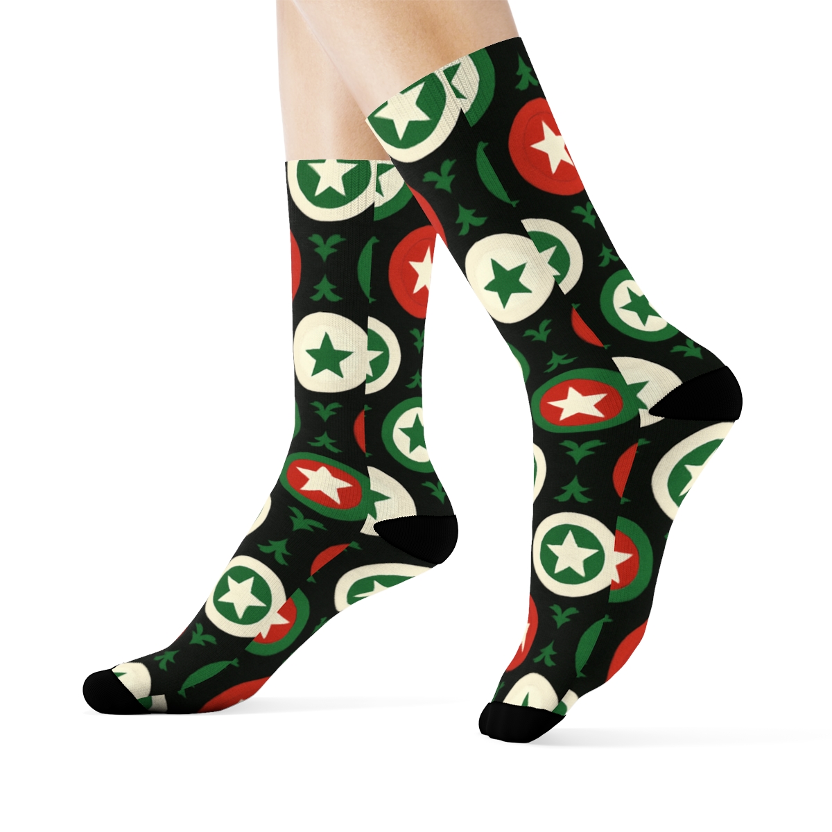 Xmas Candy Medallion Wave unique graphic crew socks