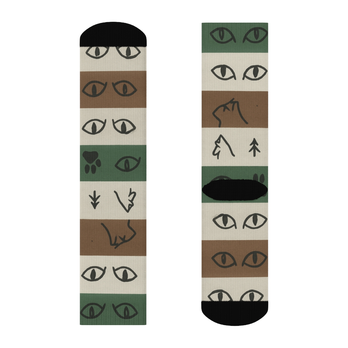 Forest Trail Bands With Gray Wolf Tracks unique graphic crew socks