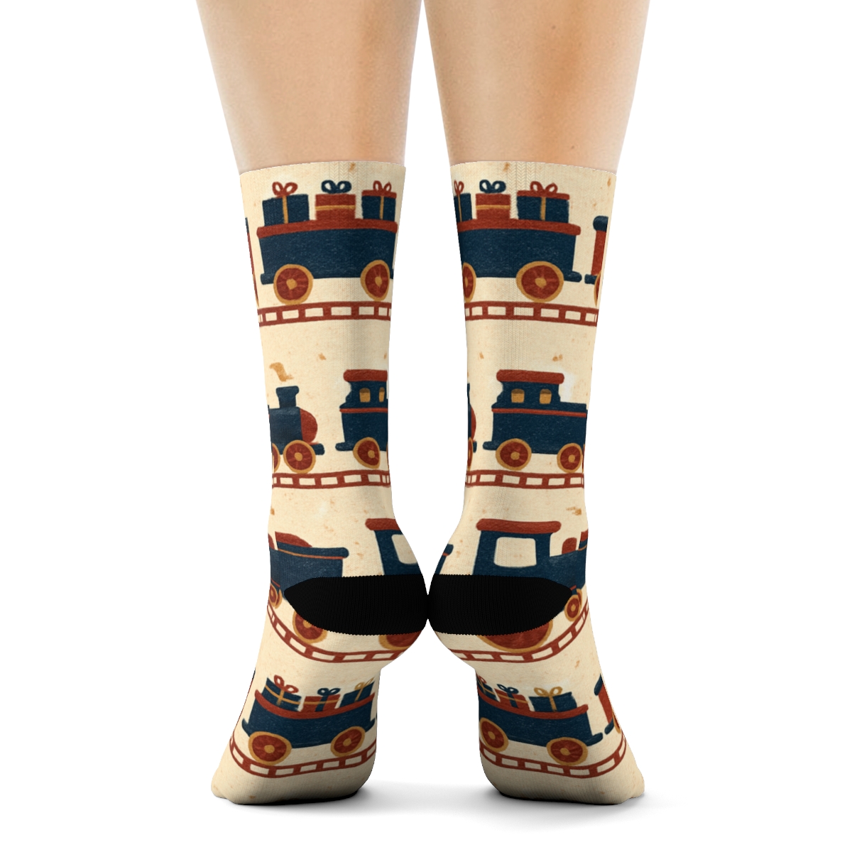 Toy Train Track Holiday custom crew socks