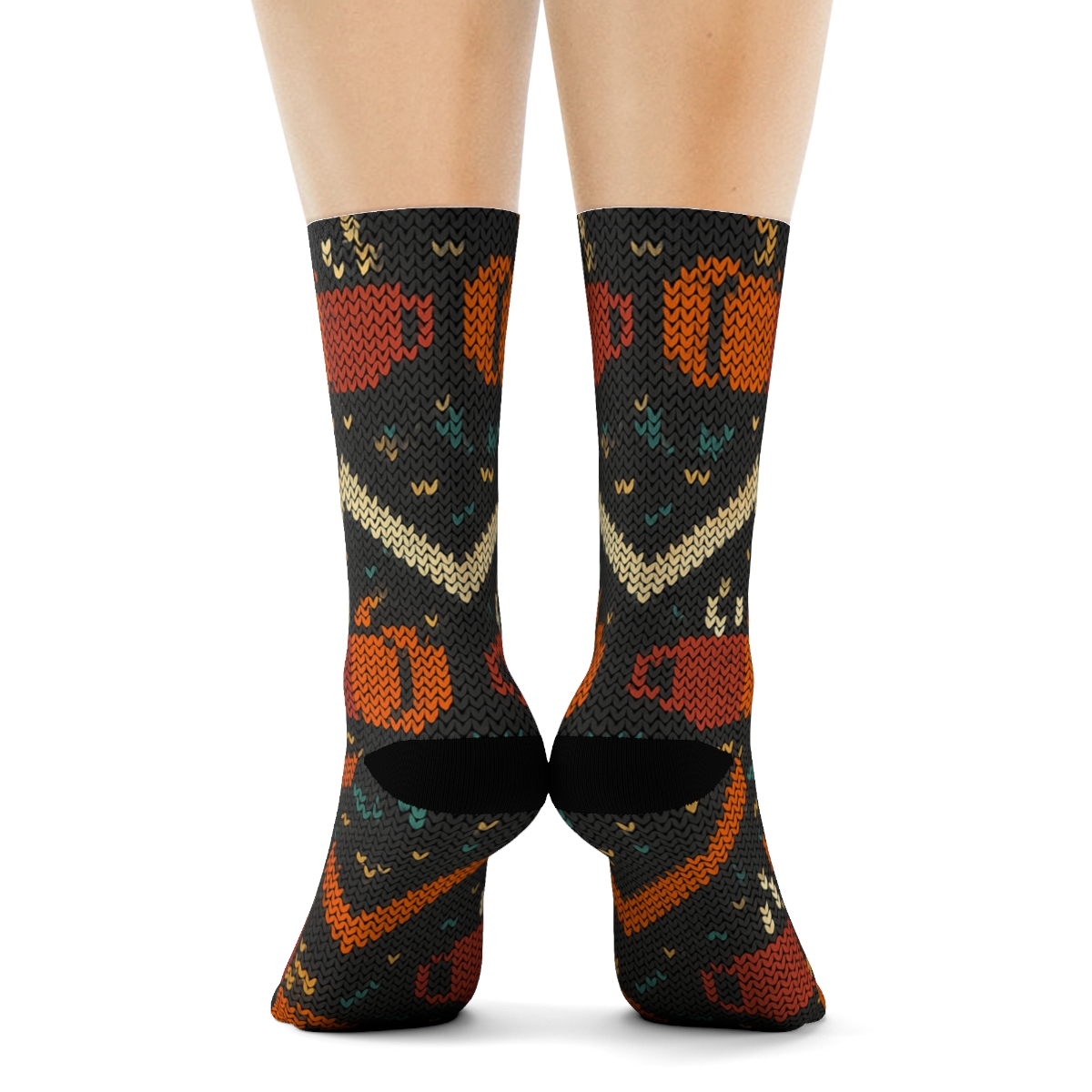 Knitted Pumpkin Mug Chevron On Charcoal Background premium sports crew socks