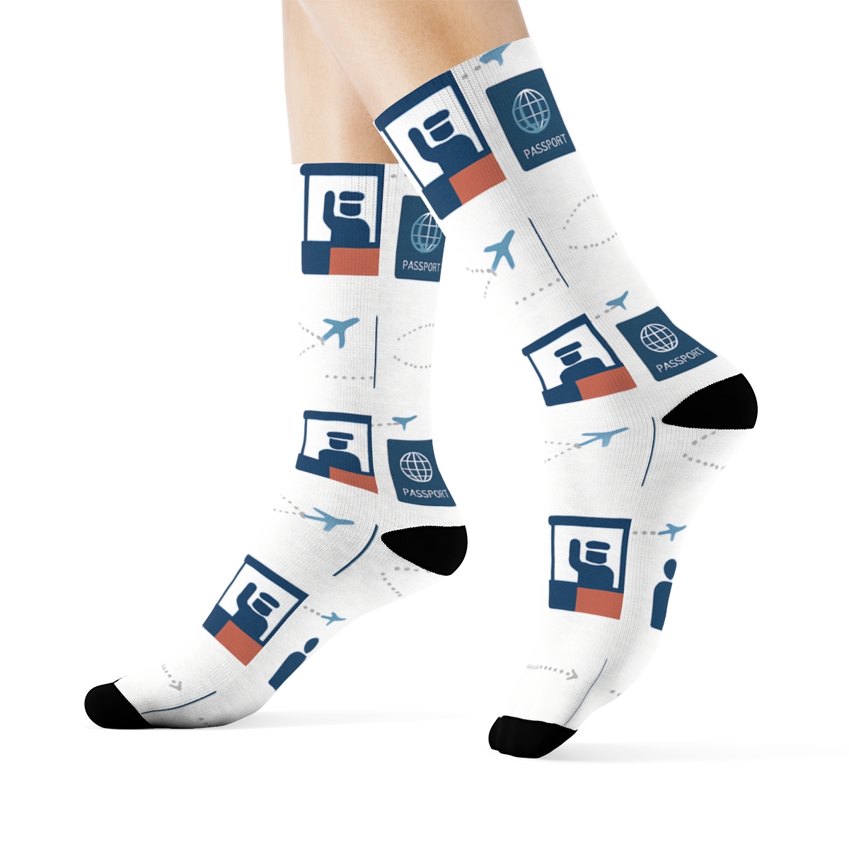 Passport Control Ribbon With Immigration Officer Icons personalized crew socks