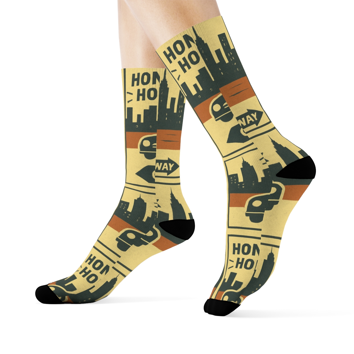 Taxi Driver Skyline Poster Tile In Lemon Yellow soft everyday crew socks