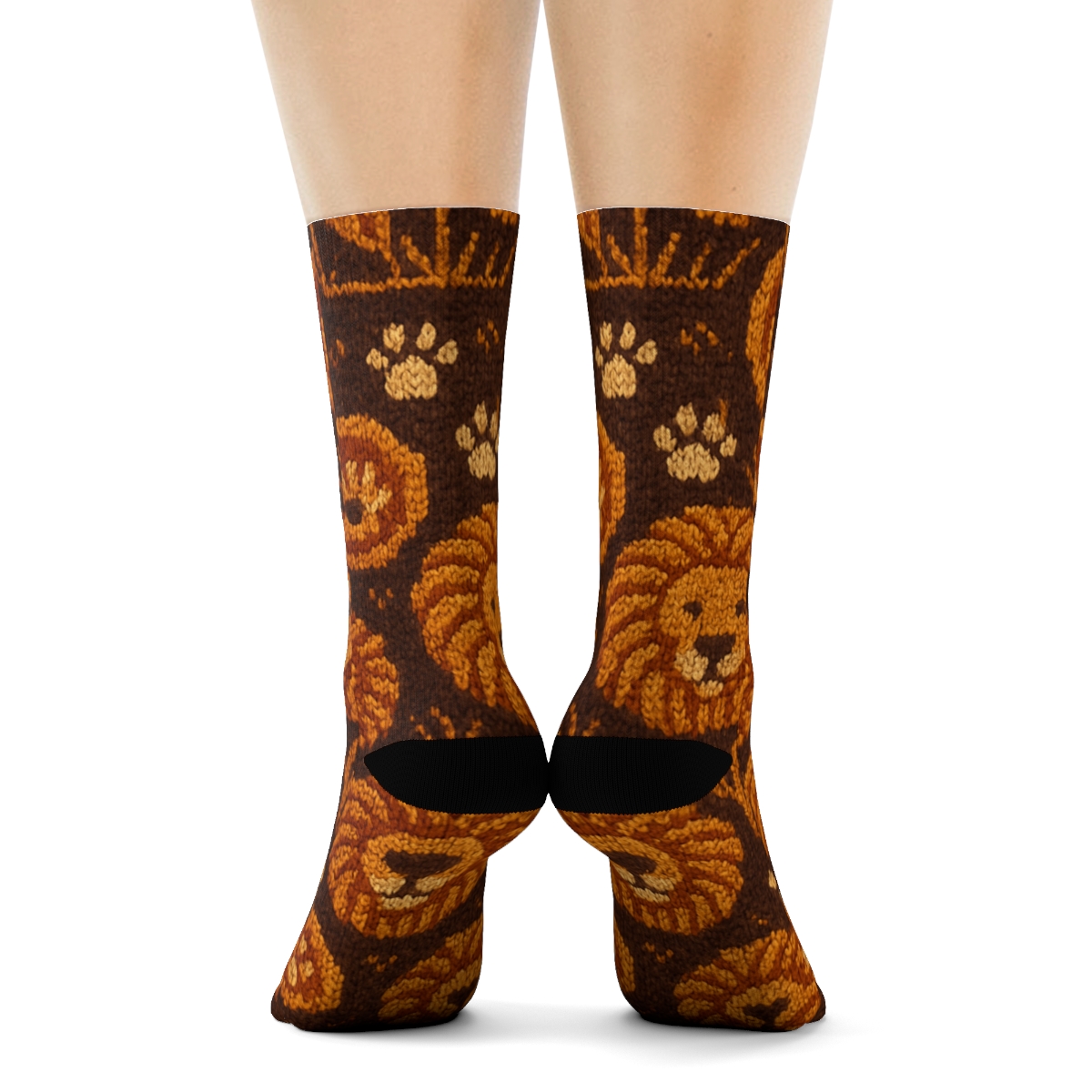 Savanna Knit Illusion Lion Mane Medallions comfortable cotton crew socks