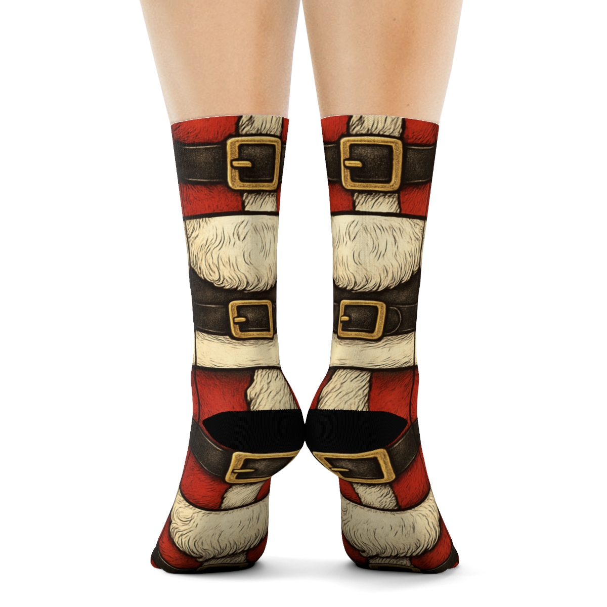 Santa Suit Panel Grid Pattern trendy patterned crew socks