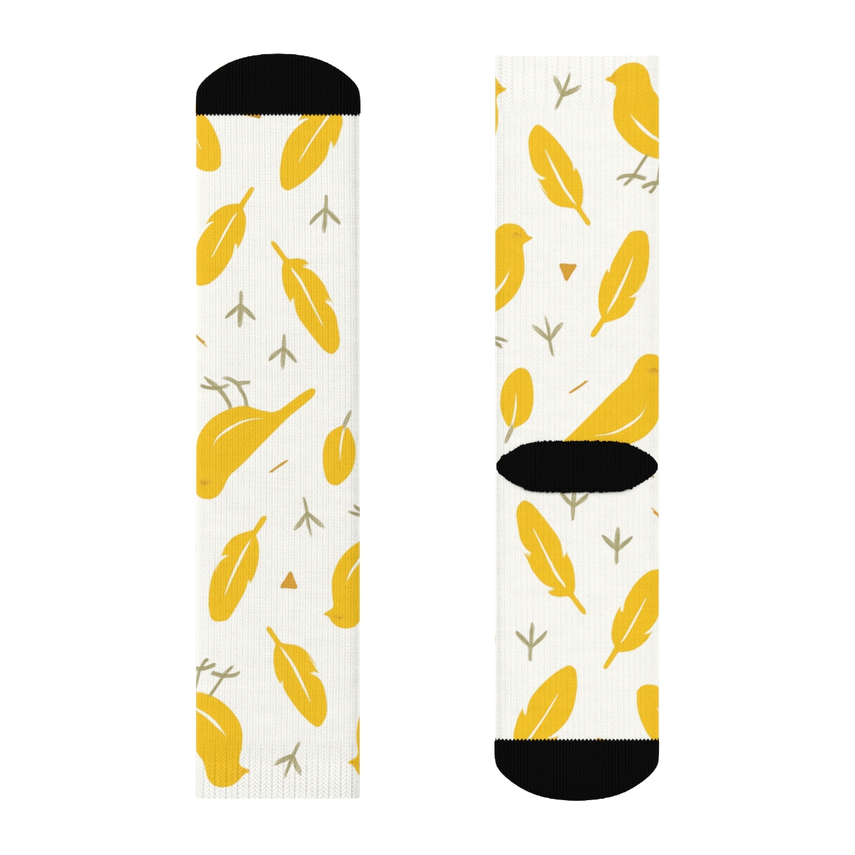 Golden Canary Feather Dot Matrix On White Background soft everyday crew socks