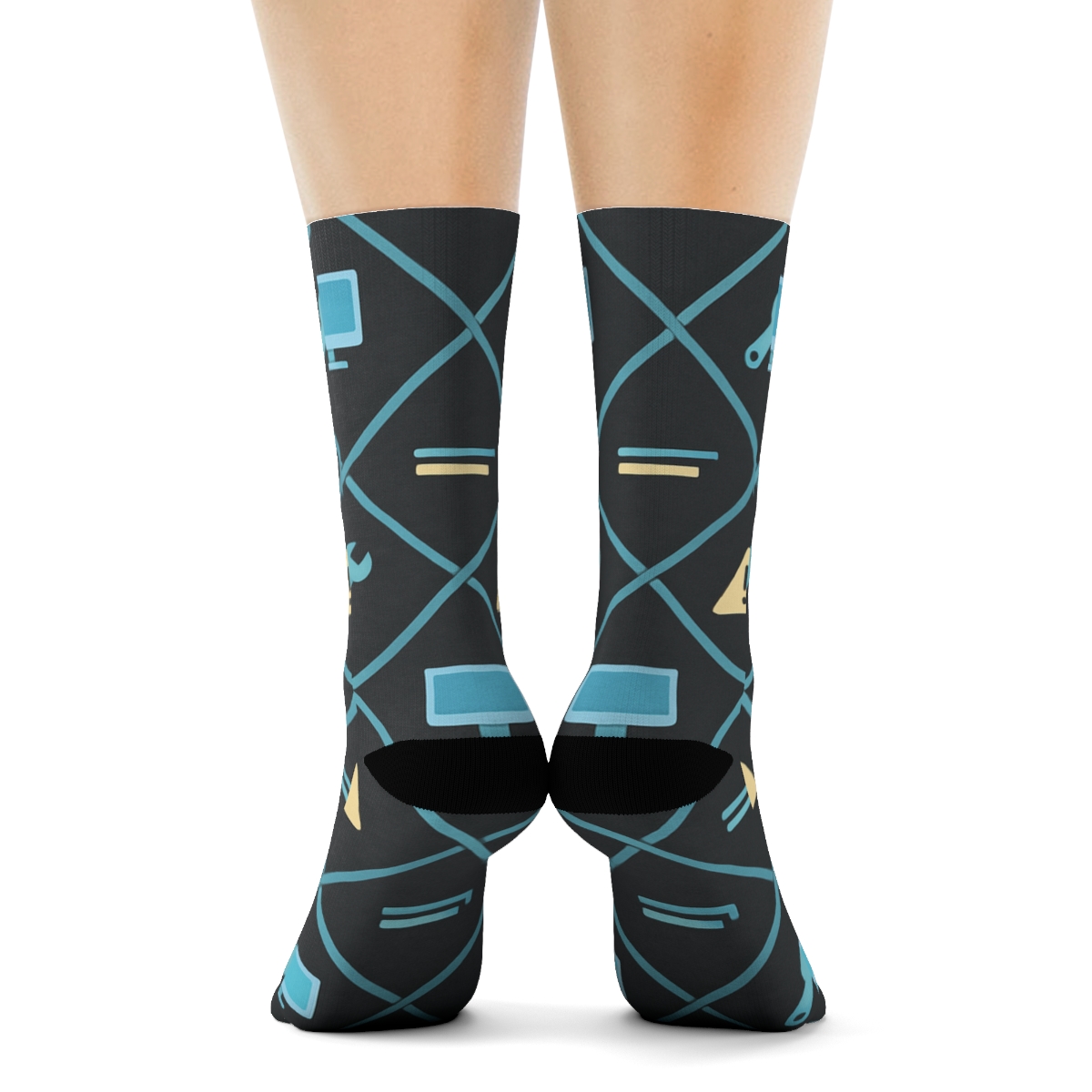 Circuit Cable Lattice Pattern It Support Specialist soft everyday crew socks