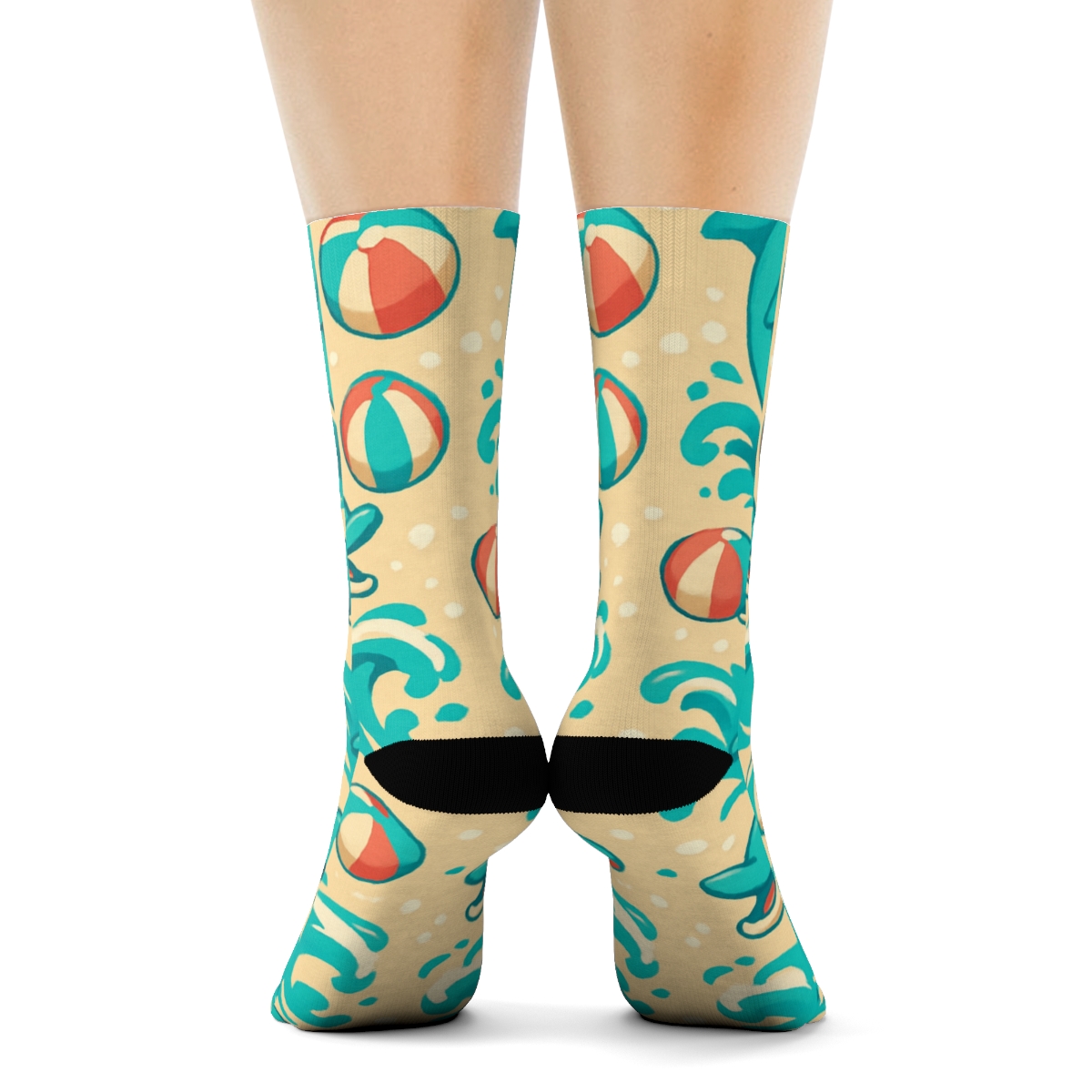 Tidal Play Grid With Dolphin Characters trendy patterned crew socks