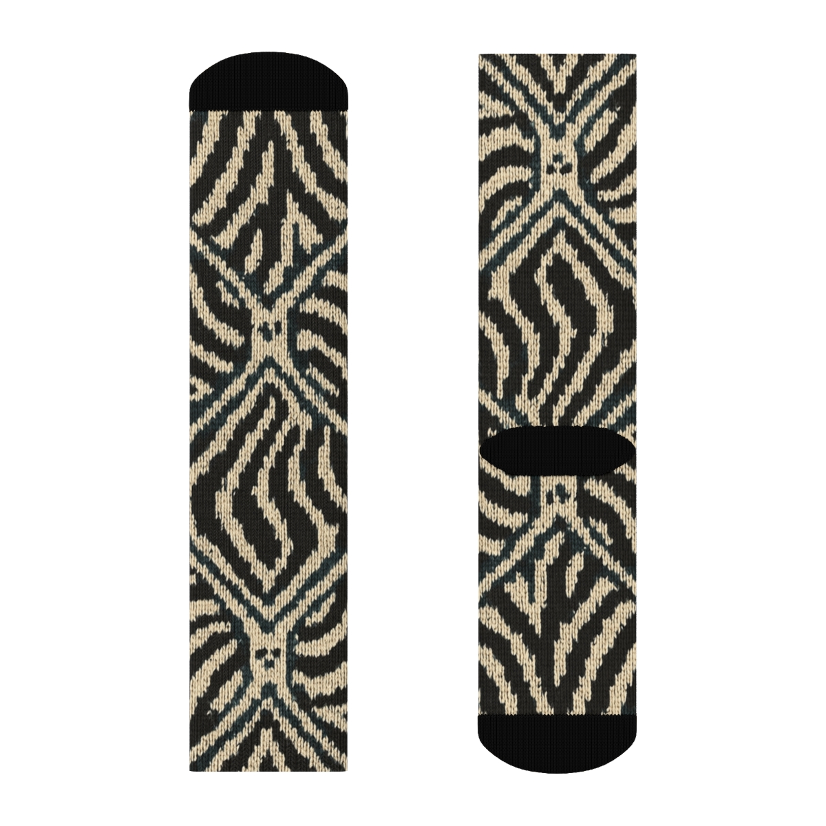 Teal Inlay Zebra Knit Tessellation unique graphic crew socks