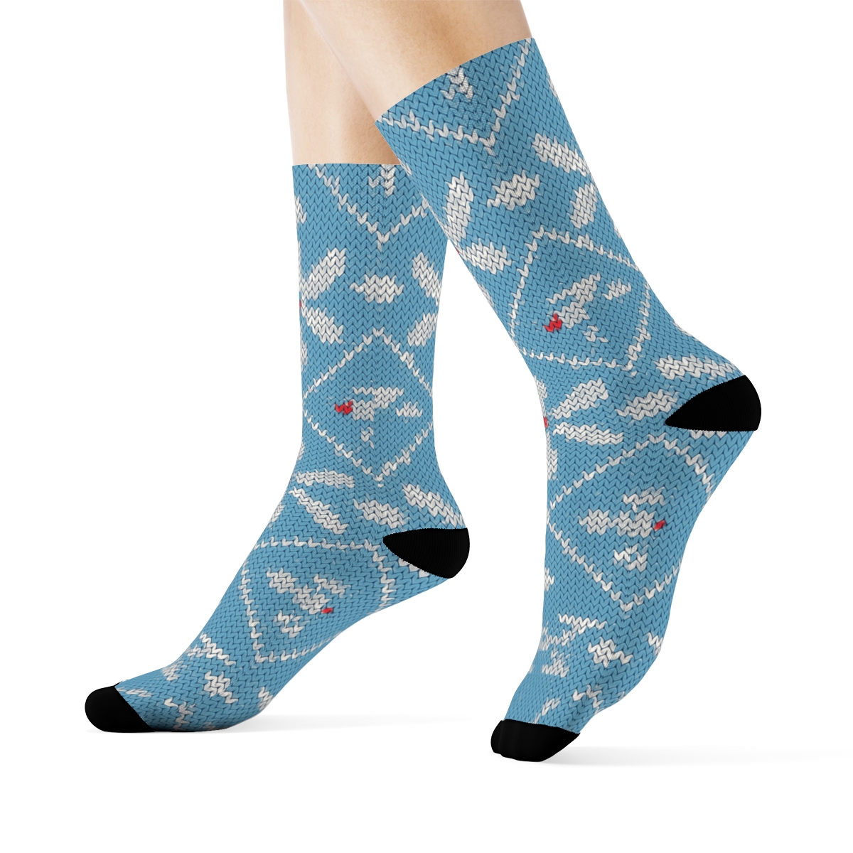 Knitted Illusion Airplane Propeller Diamond Tiling designer printed crew socks