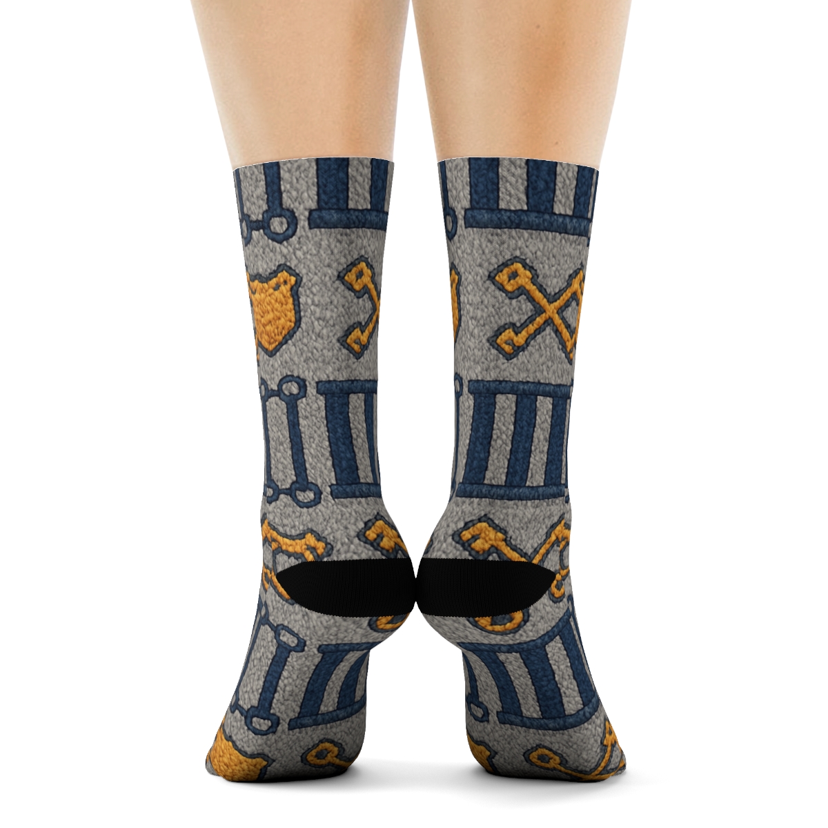 Knit Illusion Prison Officer Bar And Keywork premium sports crew socks