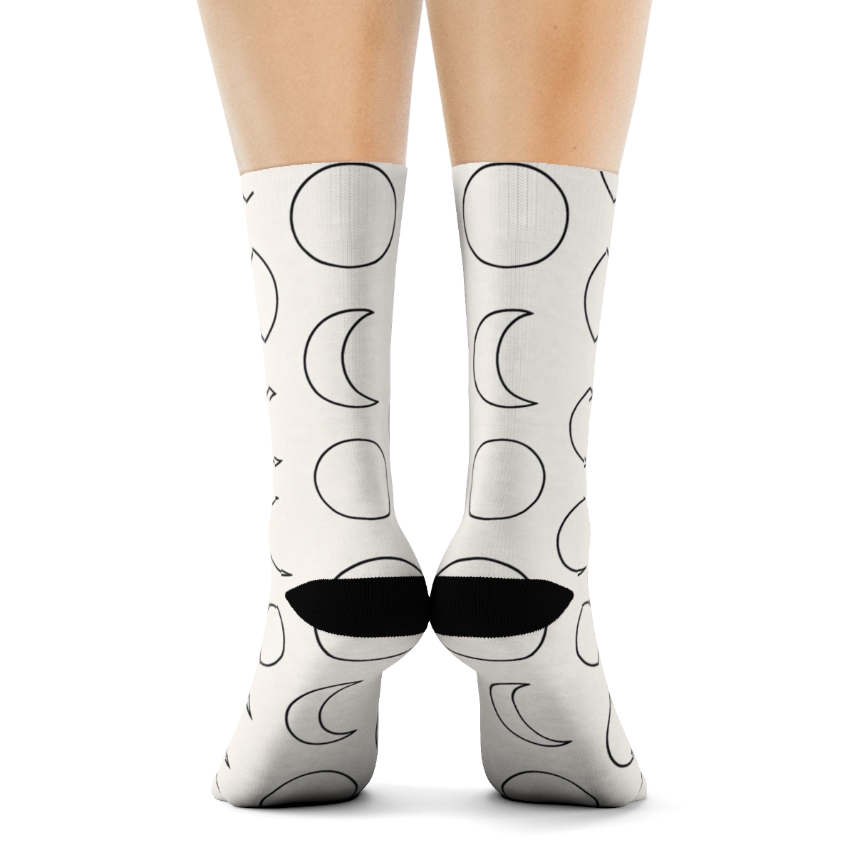 Lunar Crescent Grid trendy patterned crew socks