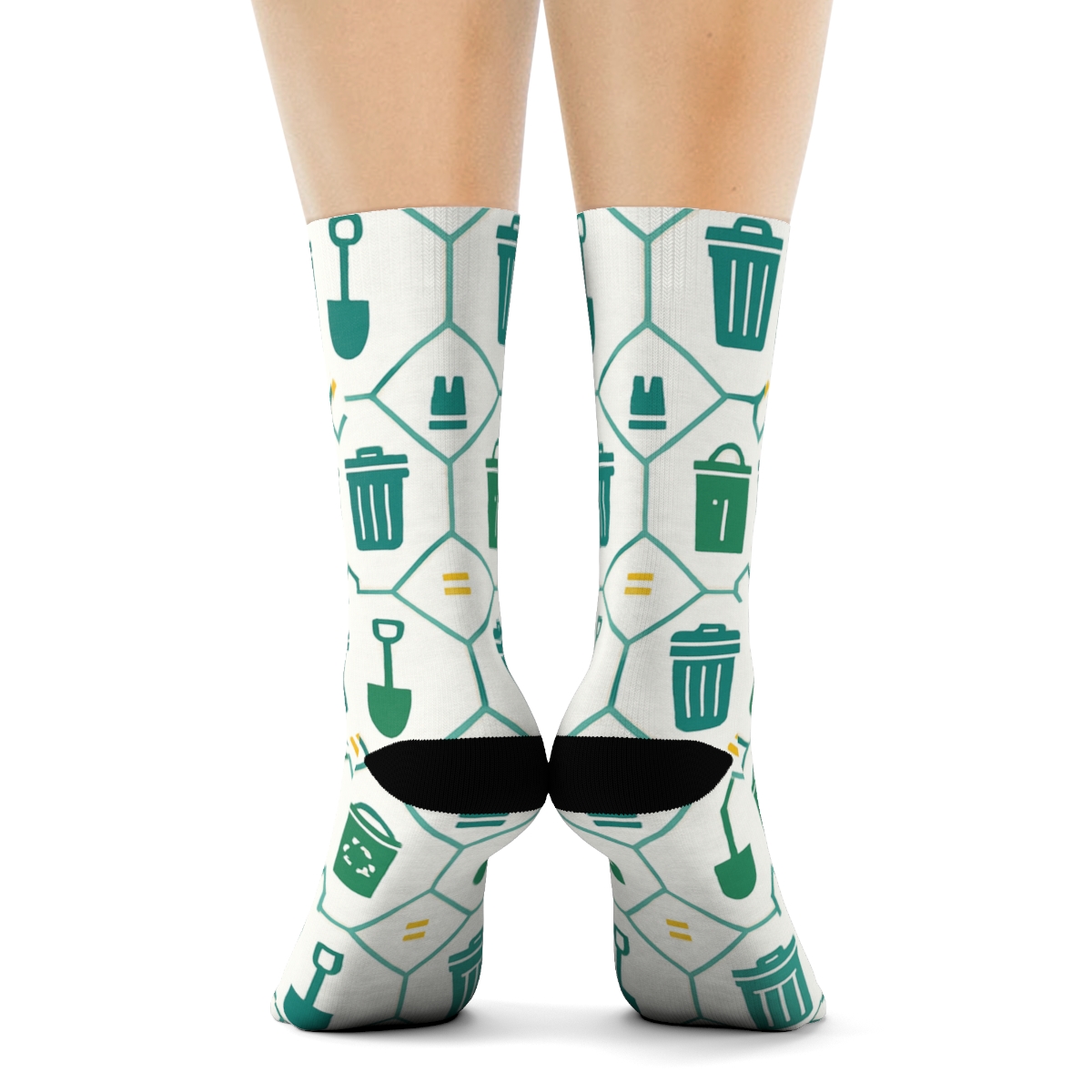 Recycling Rosette Tiles, Garbage Collector Edition designer printed crew socks