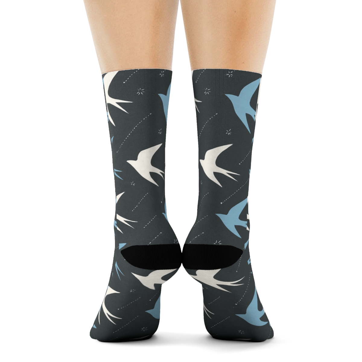 Meteor Trail Swallow Tracks On Slate Gray soft everyday crew socks