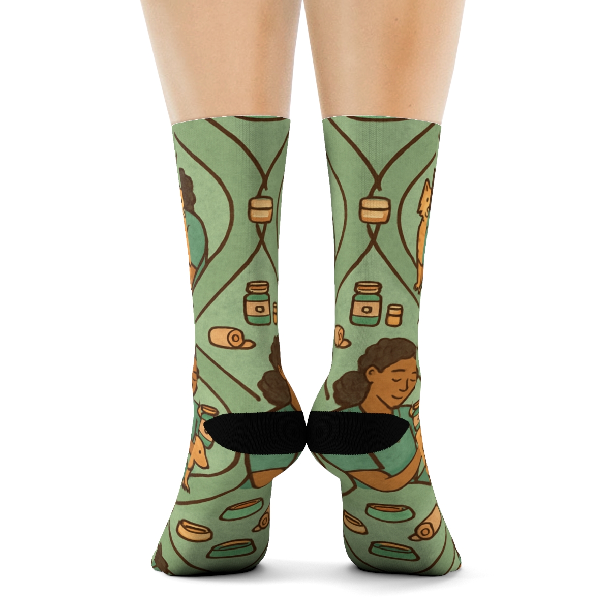 Paw Print Lattice With Veterinary Technician Moments designer printed crew socks