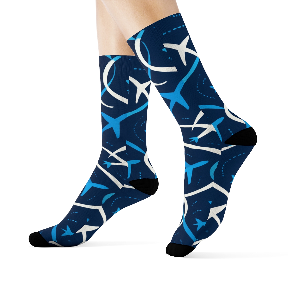 Contrail Ribbon Airplane Tilework personalized crew socks