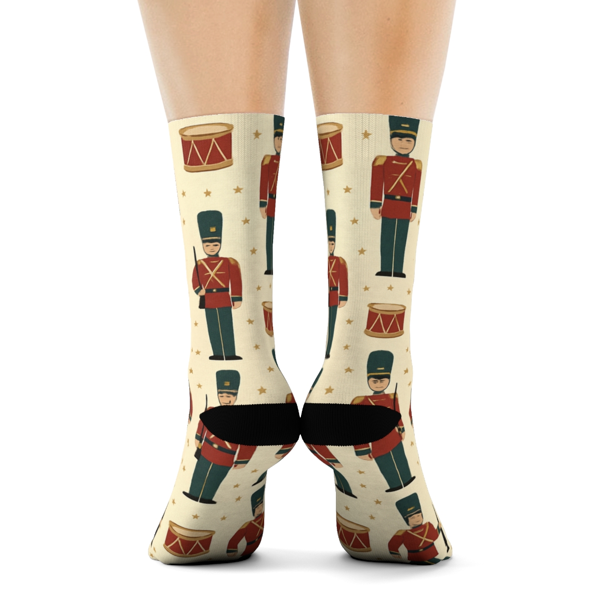 Xmas Toy Soldier March Grid stylish athletic crew socks