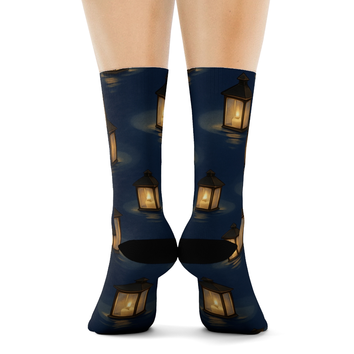 Twilight River Drift Pattern Lantern trendy patterned crew socks