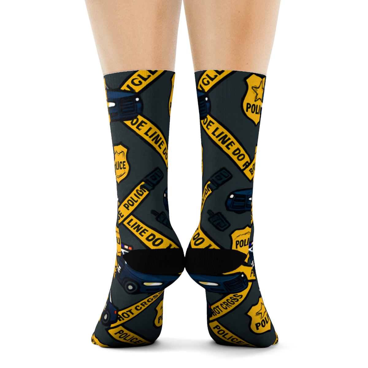 Metro Night Patrol Police Officer Tapestry designer printed crew socks