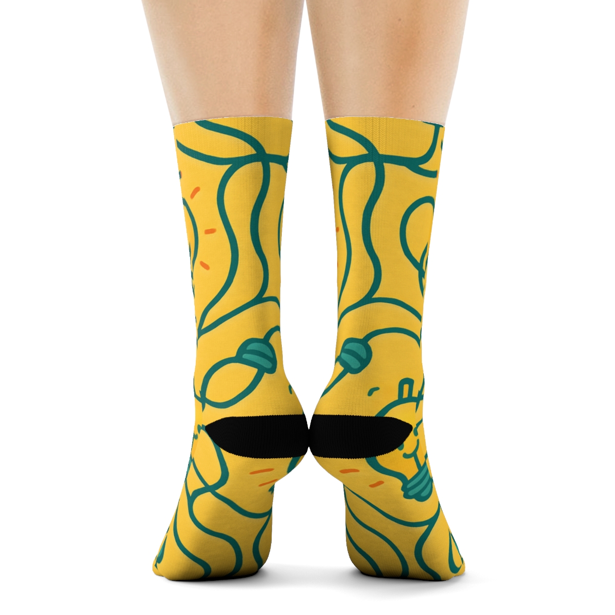 Safety Yellow Light Bulb Tessellation Electrician custom crew socks