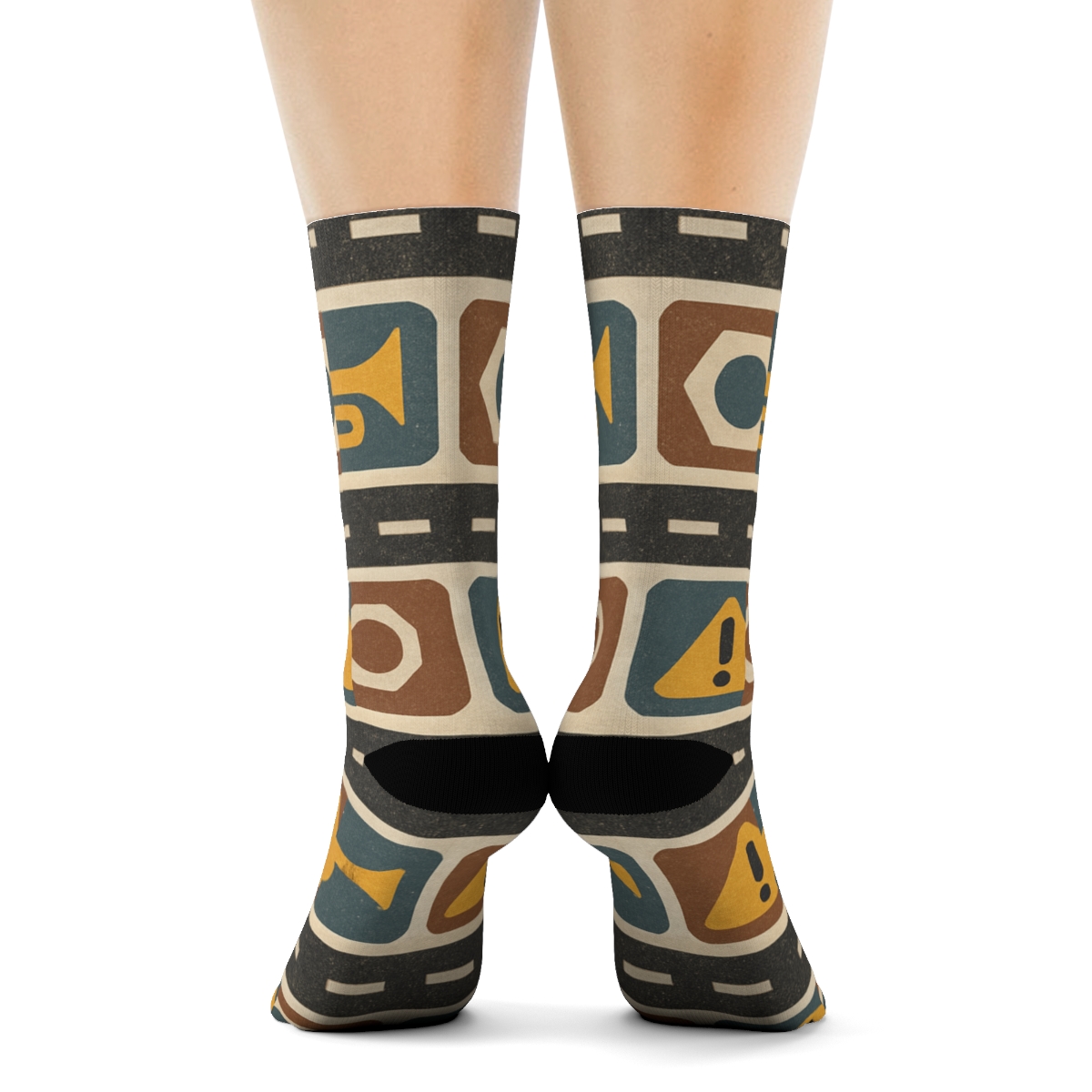 Truck Driver Road Stripe Bands In Vintage Sign Poster Look soft everyday crew socks