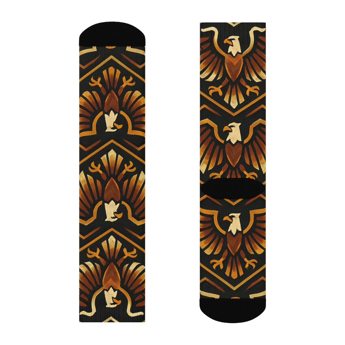 Eagle Wing Shield Pattern On Charcoal Black stylish athletic crew socks