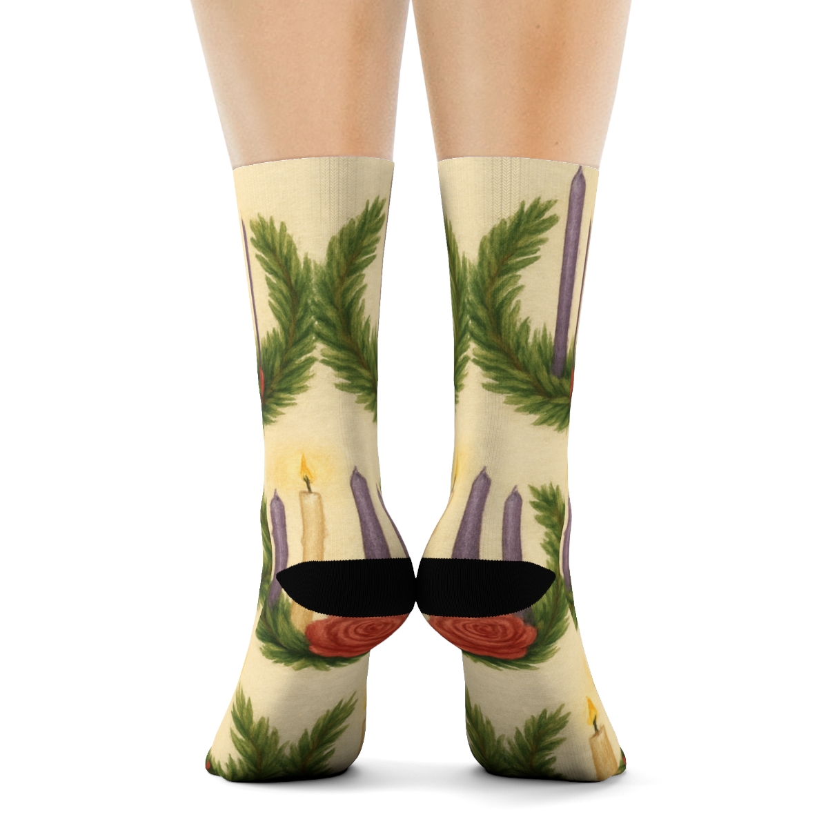 Wreath Band Repeat With Advent Candles Glow premium sports crew socks