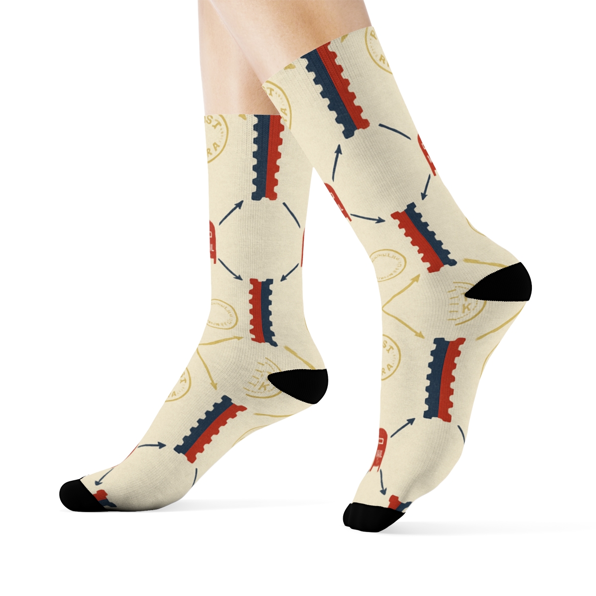 Stamped Route Lattice For Postal Worker premium sports crew socks
