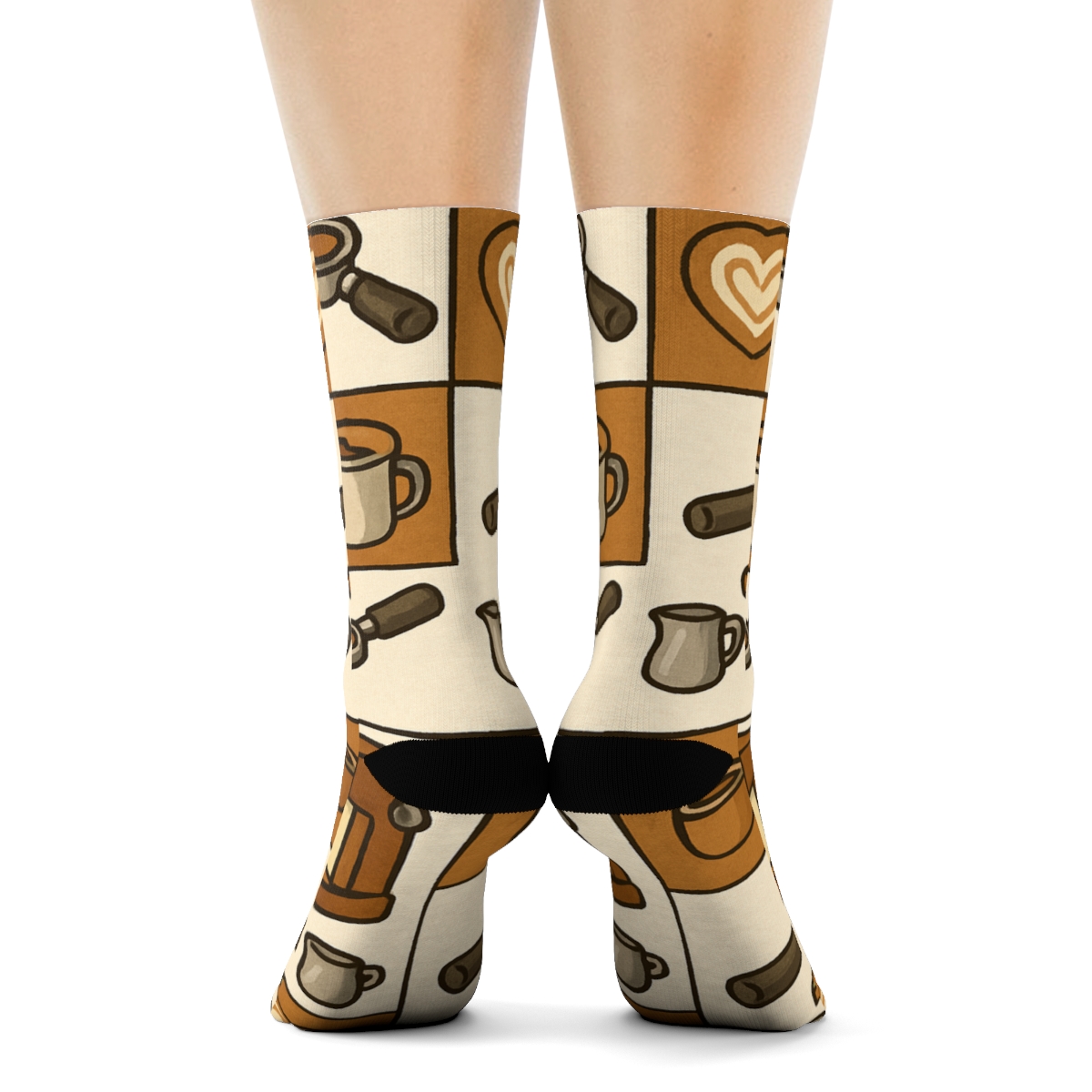 Checkerboard Espresso Tiles, Barista Edition soft everyday crew socks