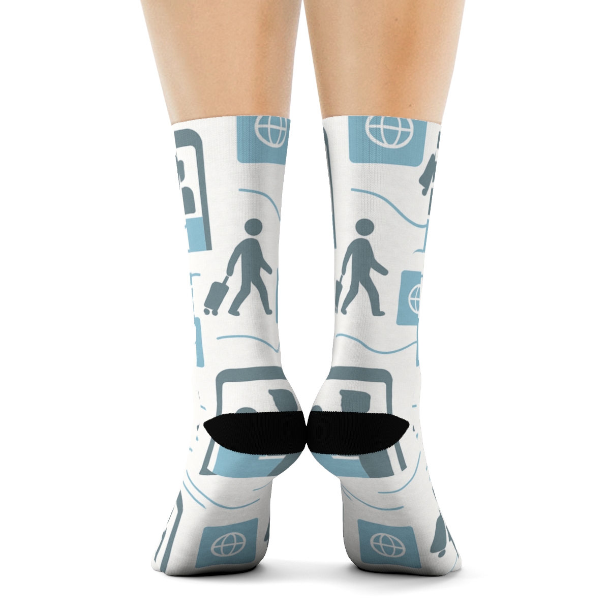 Visa Concourse With Immigration Officer Icons comfortable cotton crew socks