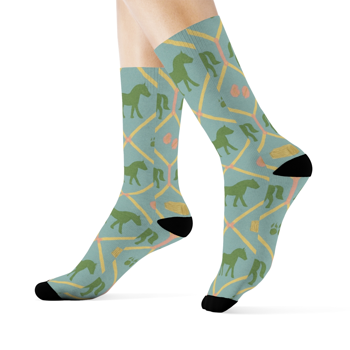 Wildflower Lattice With Pony Silhouettes unique graphic crew socks