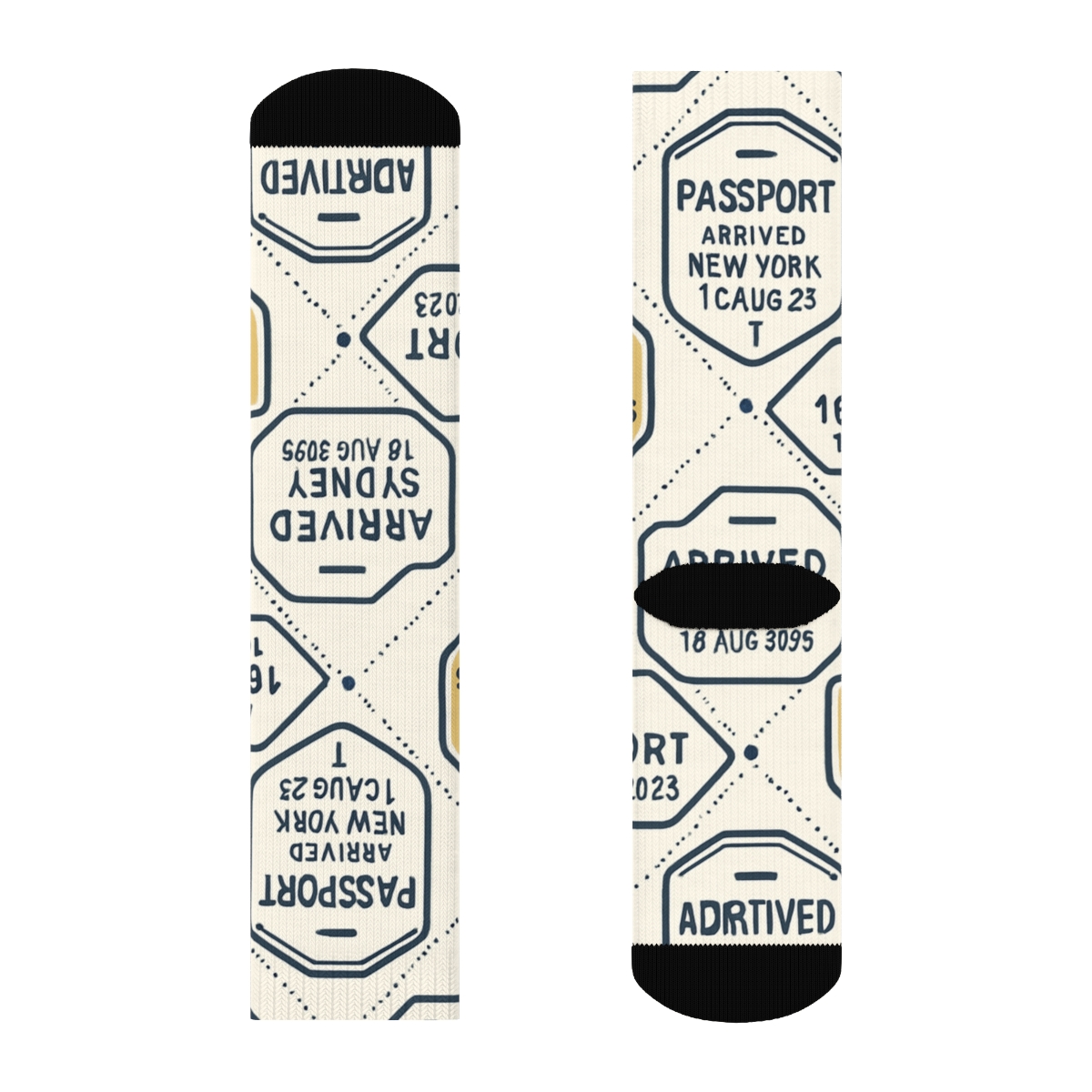 Passport Stamp Lattice For Customs Officer Chic soft everyday crew socks