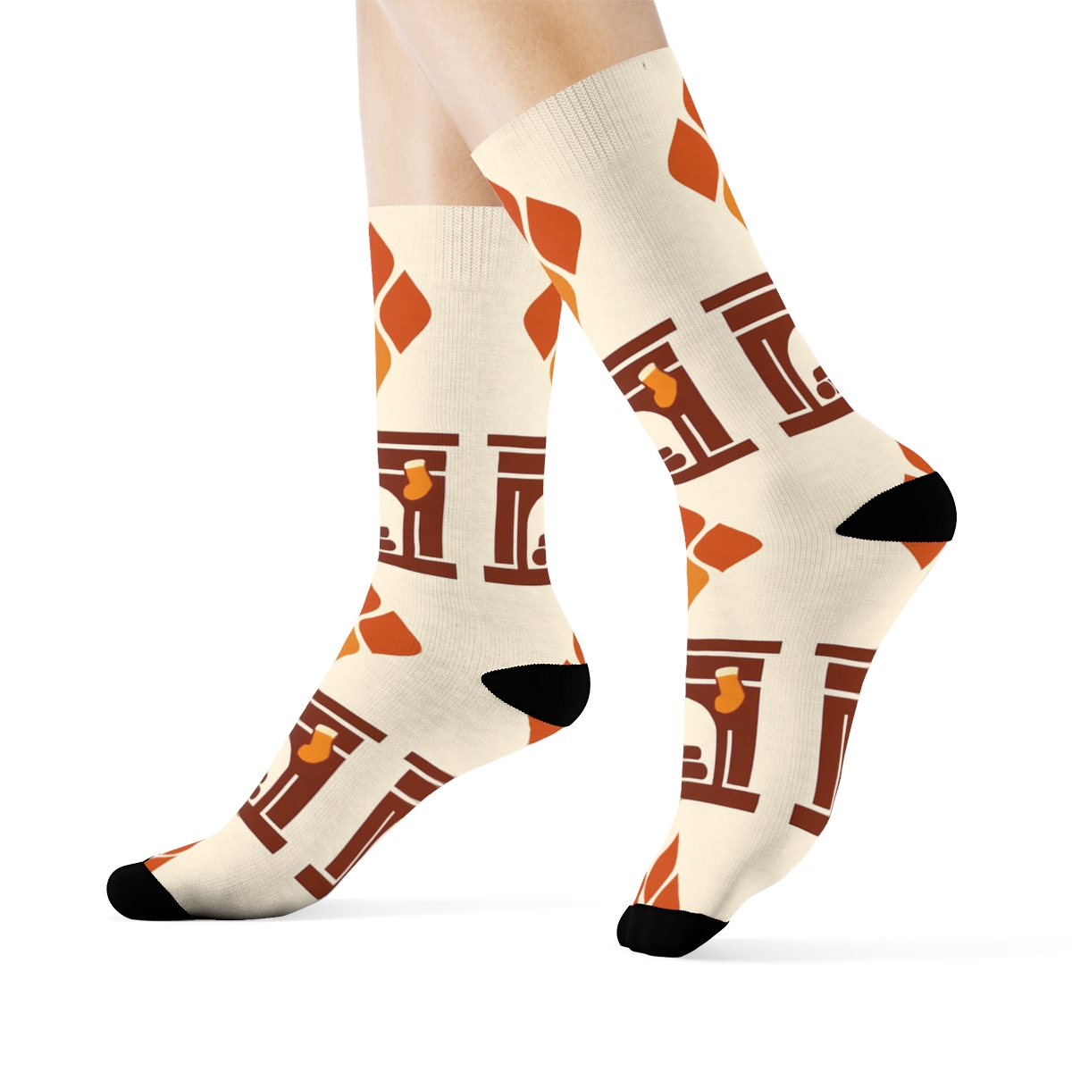 Ember Tile Grid With Mantel Silhouettes For Fireplace personalized crew socks