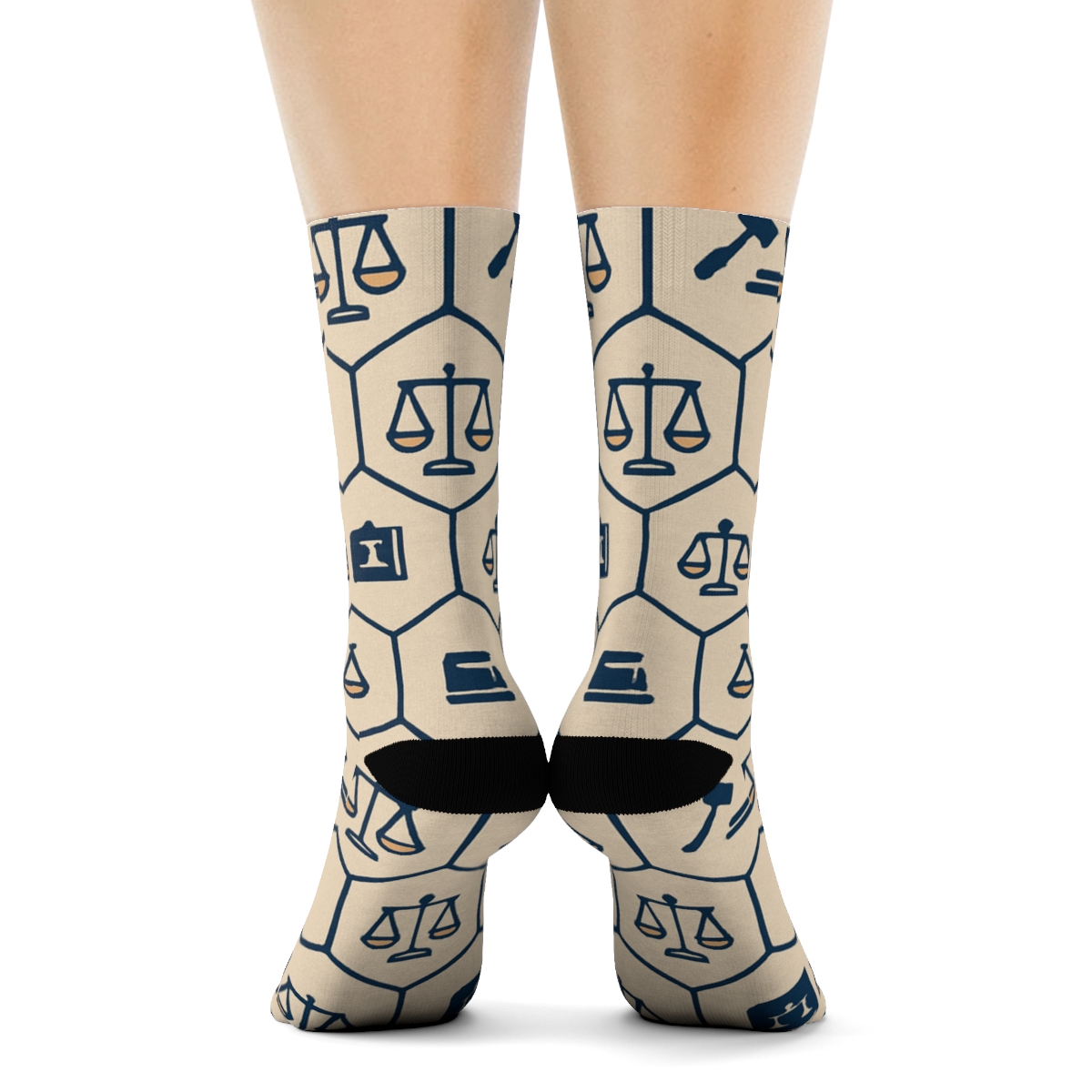 Courtroom Lattice With Lawyer Motifs designer printed crew socks