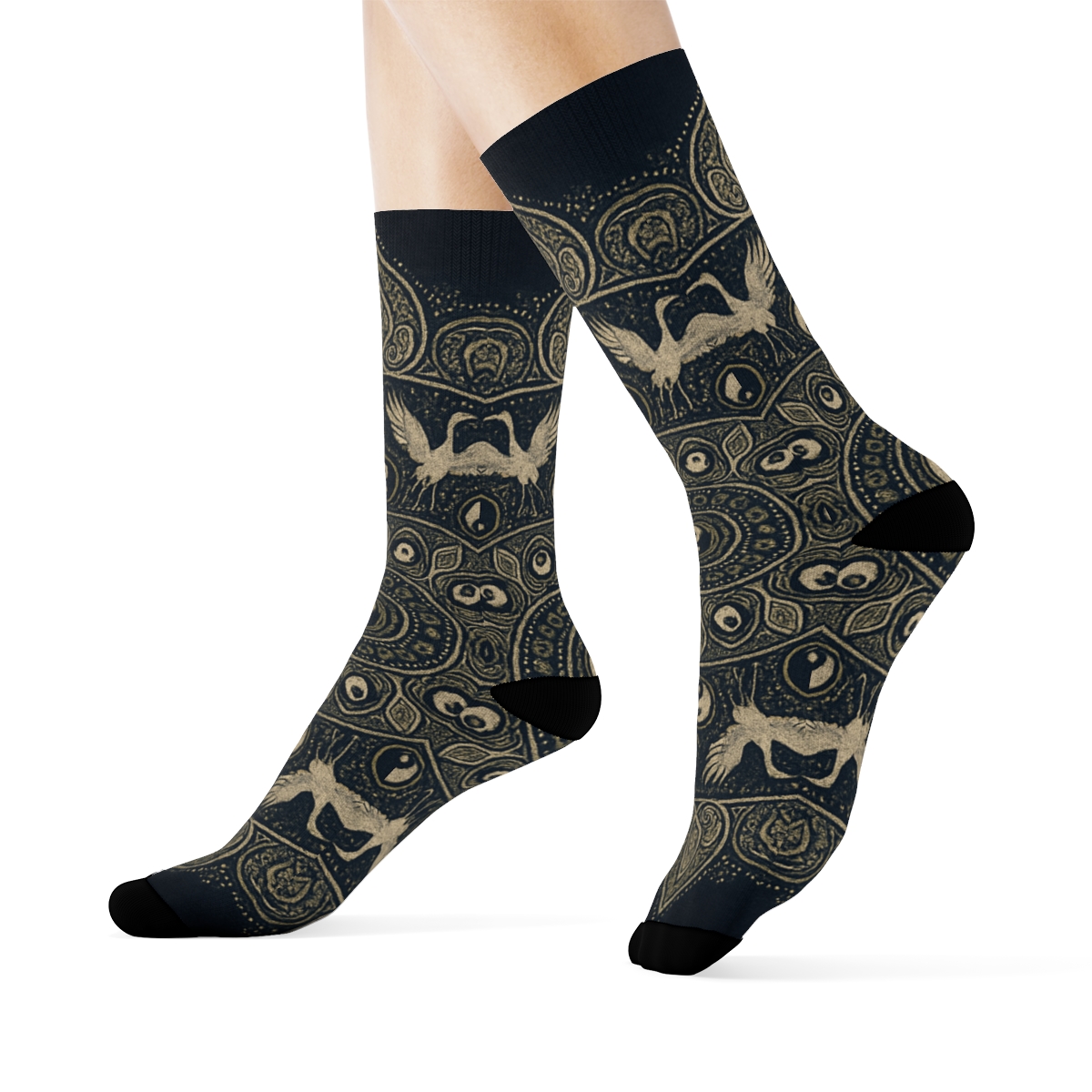 Radial Duality Mandala custom crew socks