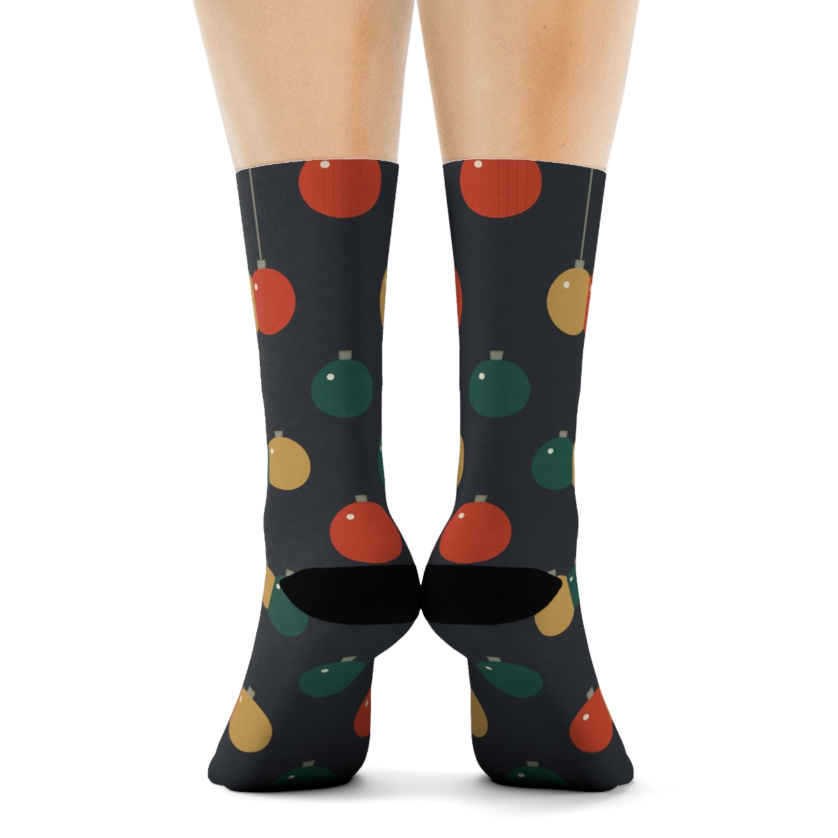 Golden Ornaments Grid Holiday Edition unique graphic crew socks