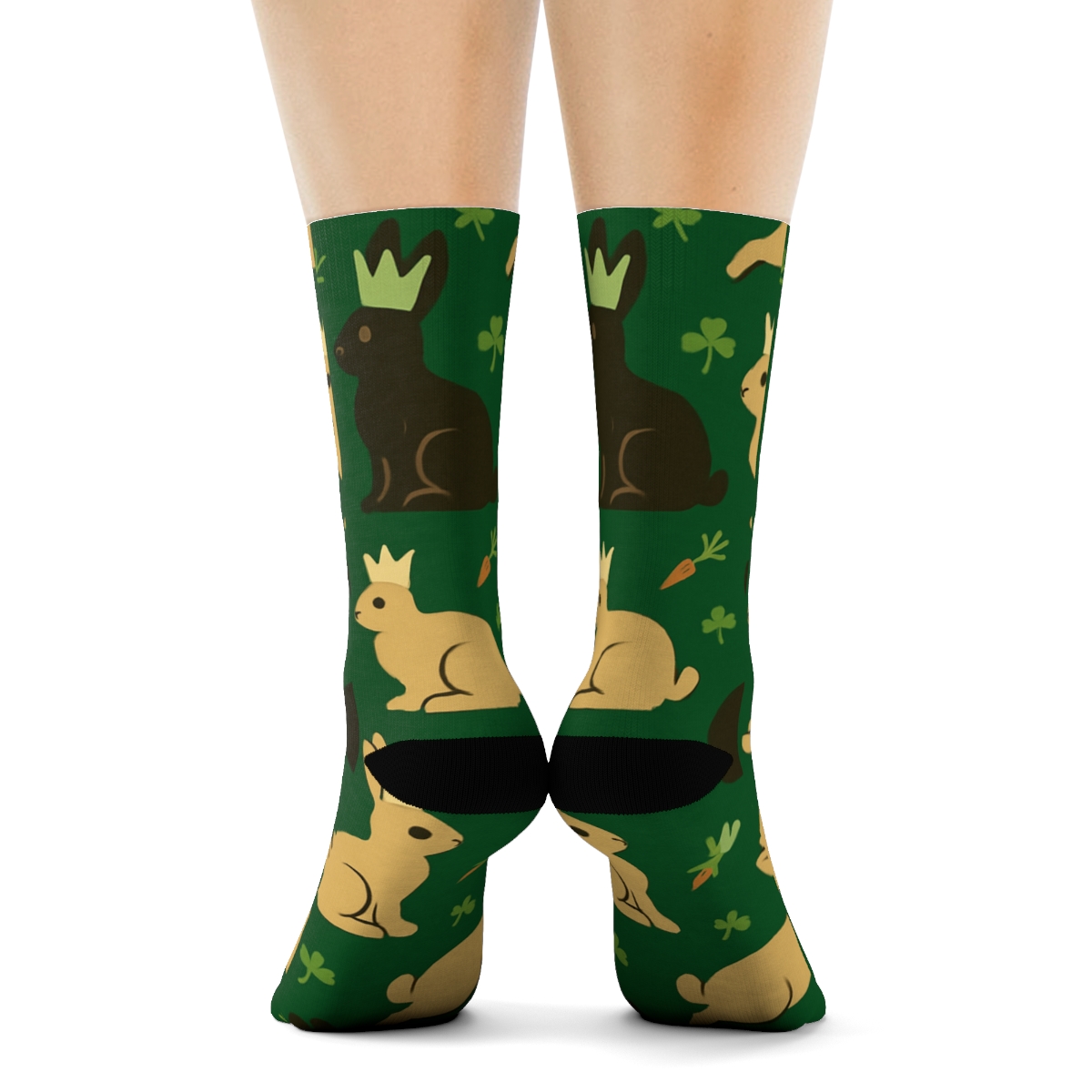 Meadow Crown Parade With Rabbit Silhouettes comfortable cotton crew socks