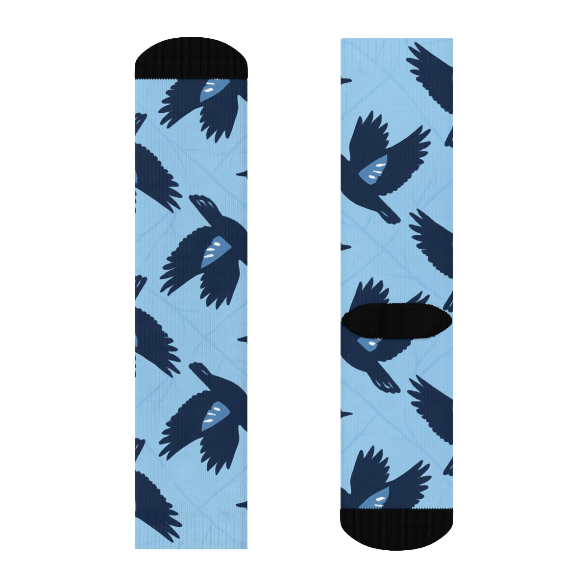 Blue Jay Flight Array On Sky Blue Field custom crew socks