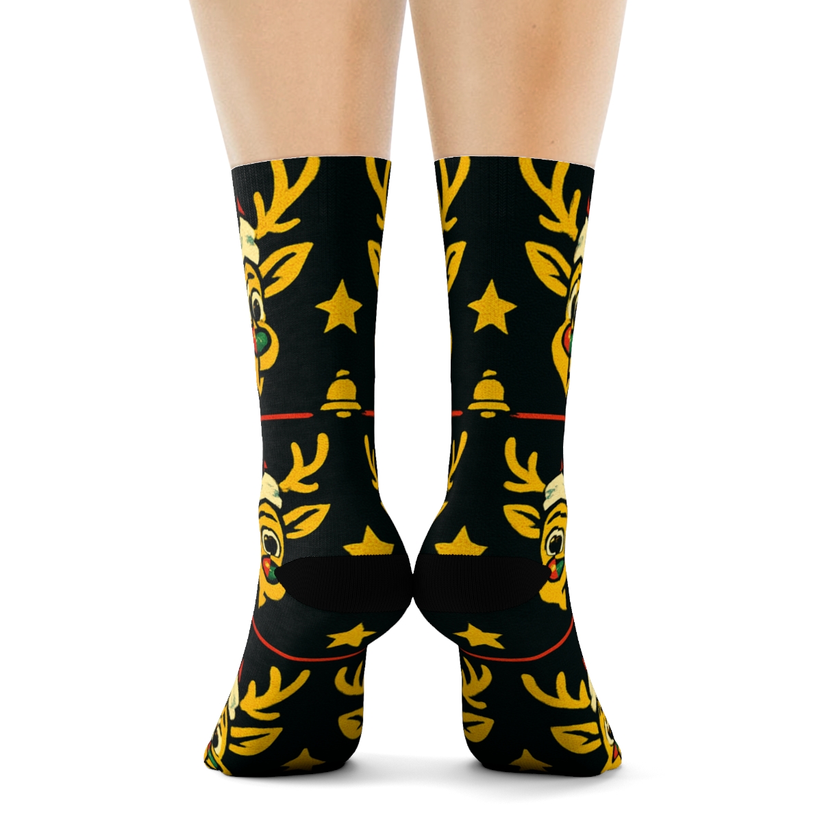 Reindeer Pop Art Ornament Stripe custom crew socks
