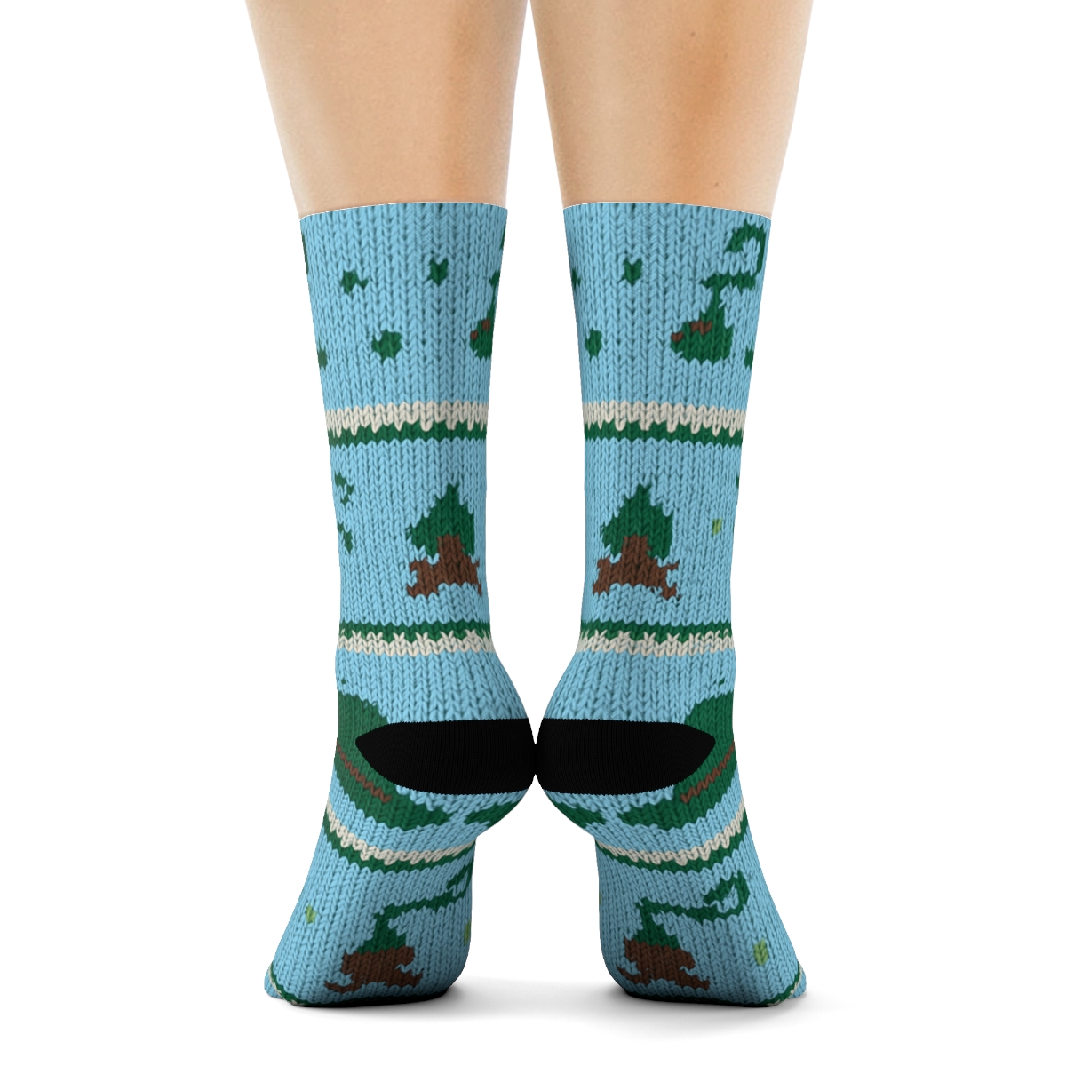 Knitted Pattern Illusion Park Ranger Hat And Campfire Bands stylish athletic crew socks