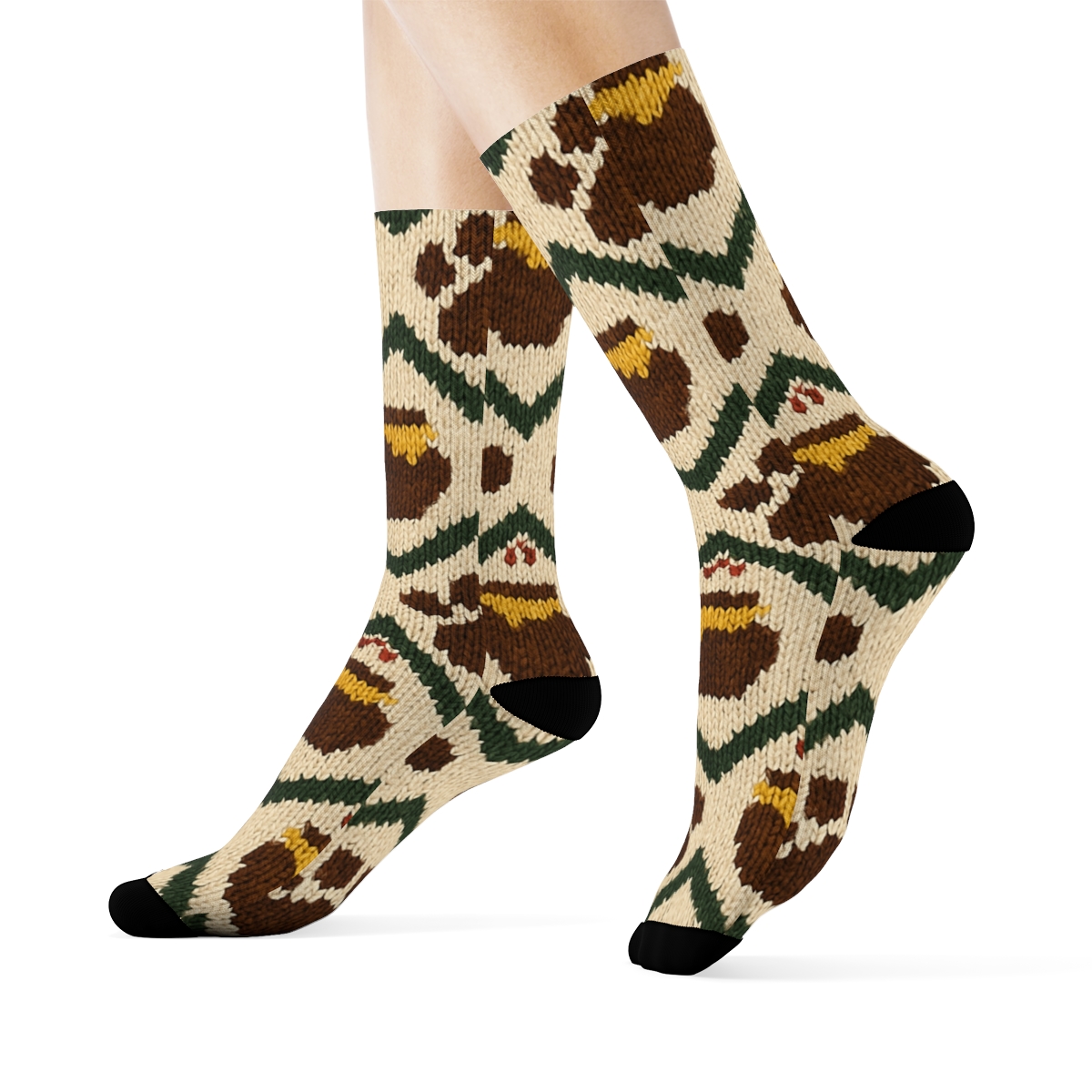Bear Paw Chevron Knit Illusion premium sports crew socks