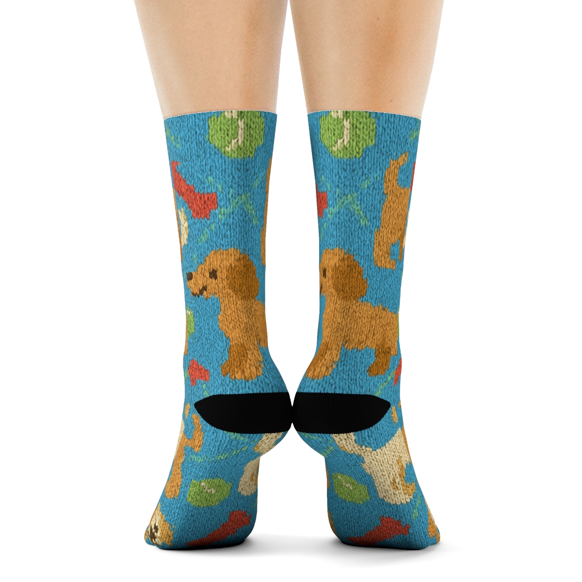 Knitted Dog Park Party Tessellation trendy patterned crew socks